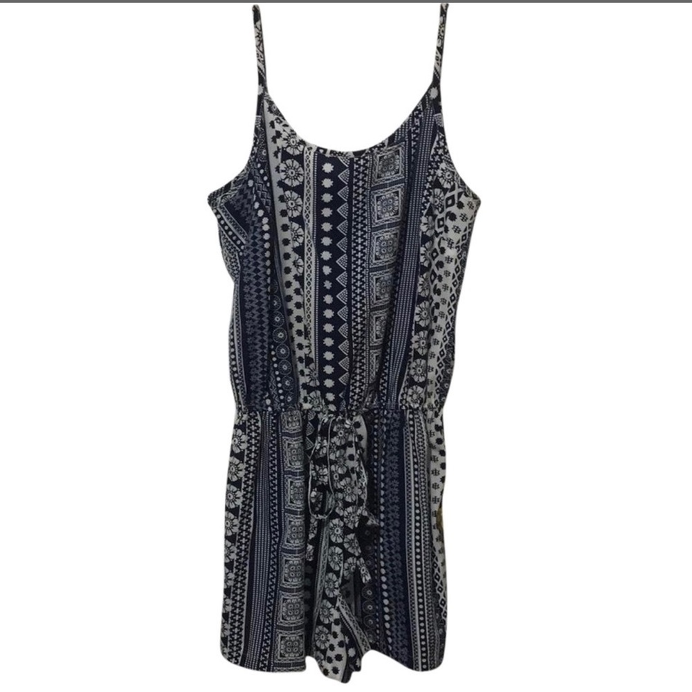 Atmosphere Blue and White Printed Romper